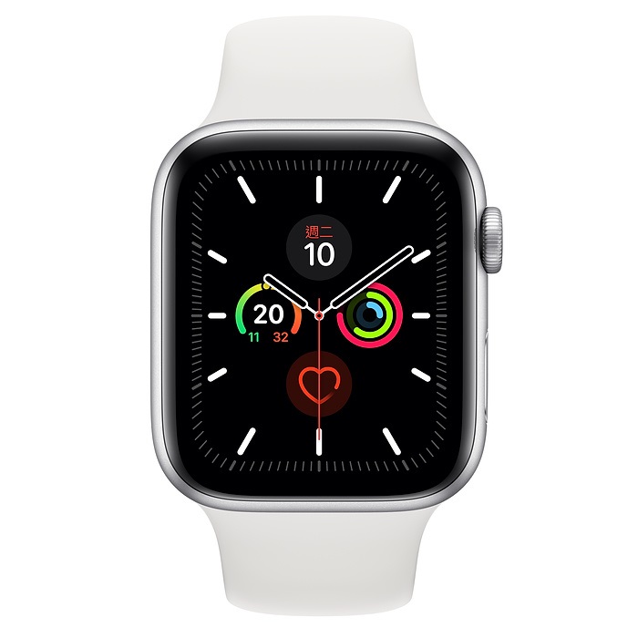 
    Apple Watch S5 GPS版 44mm銀鋁錶殼白色運動錶帶MWVD2TA
