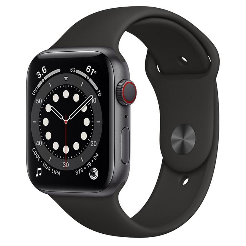 預購 Apple Watch S6 LTE 44mm 太空灰色鋁金屬-黑色運動型錶帶