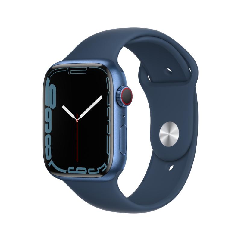 Apple Watch S7 LTE 45mm 藍色鋁金屬-深邃藍色運動型錶帶【預約賣場】