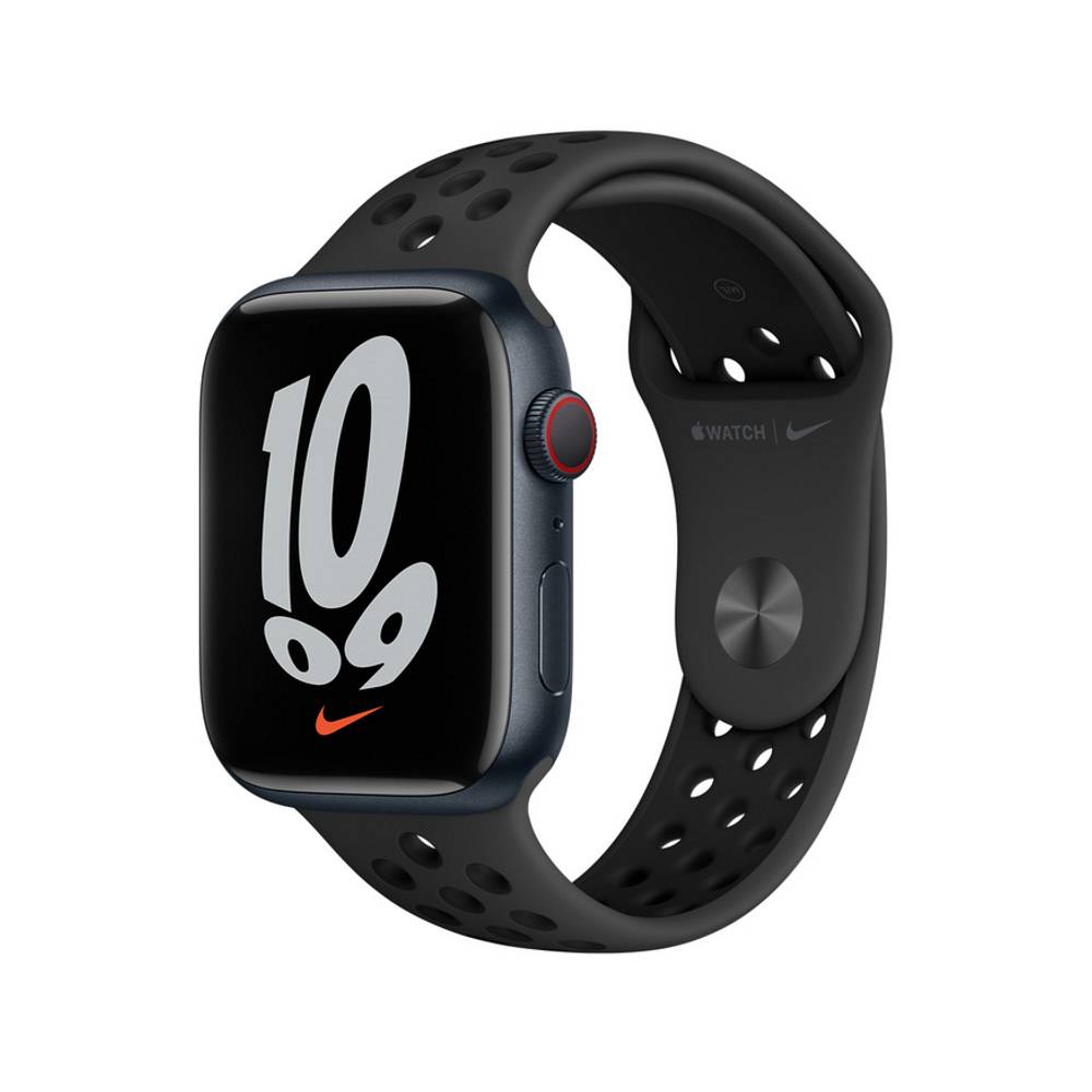 Apple Watch S7 LTE 45mm 午夜鋁金屬-Anthracite 黑色 Nike 運動型錶帶【預約賣場】